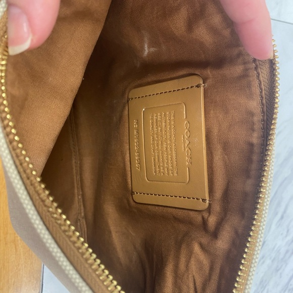 Coach Beige Canvas Zip Pouch with Leather Trim - Picture 4 of 4